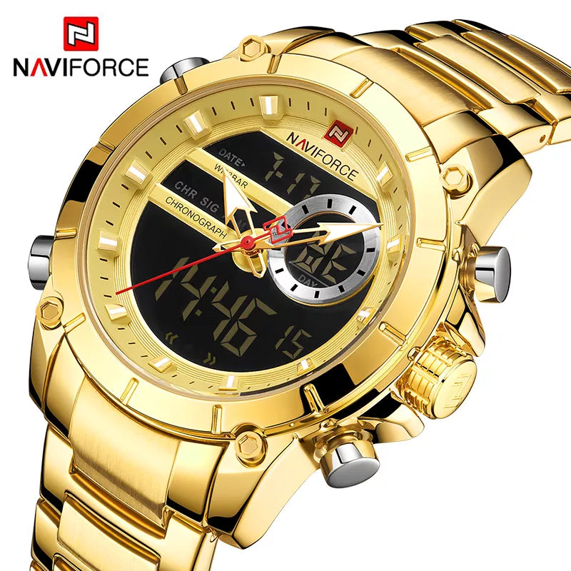 Relógio Masculino NAVIFORCE NF9163 Original com Design em Aço Inoxidável.